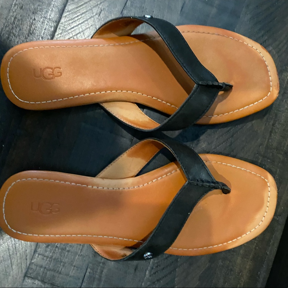 Black Ugg flip flops